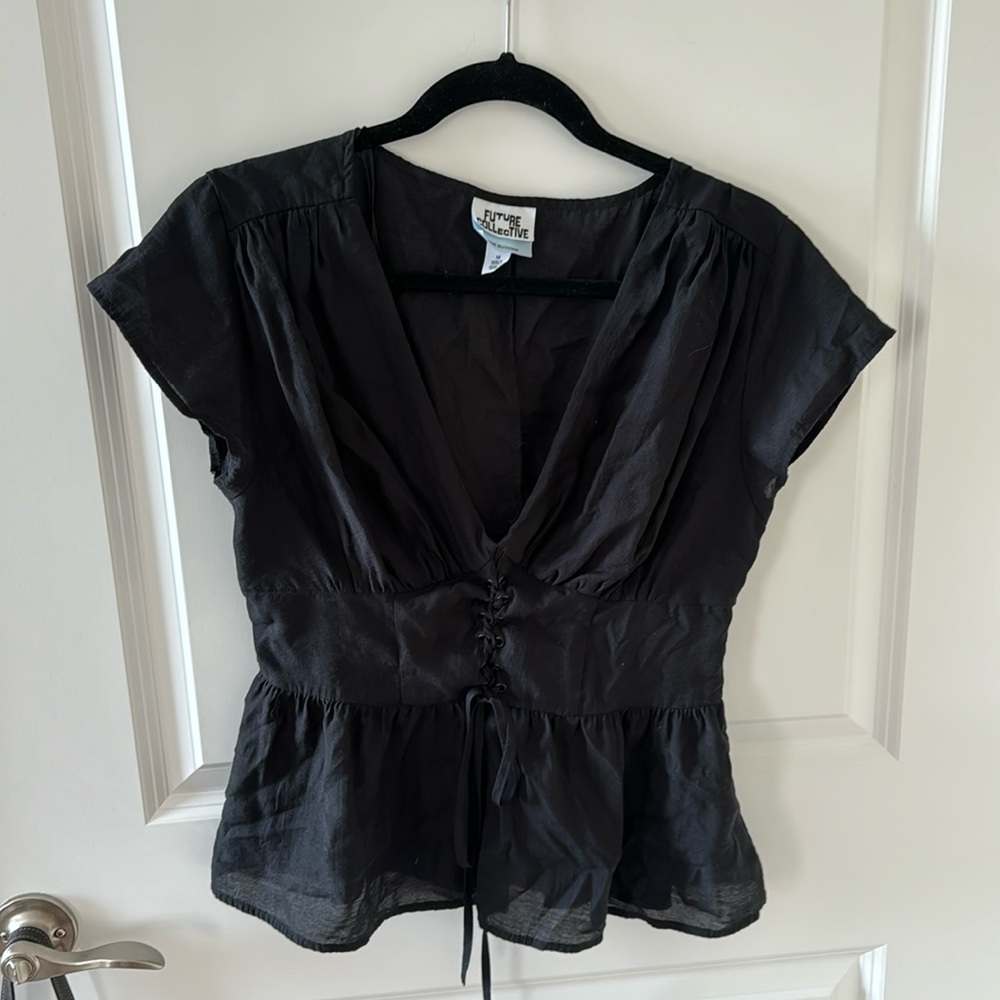 Black Future Collective lace up v-neck top
